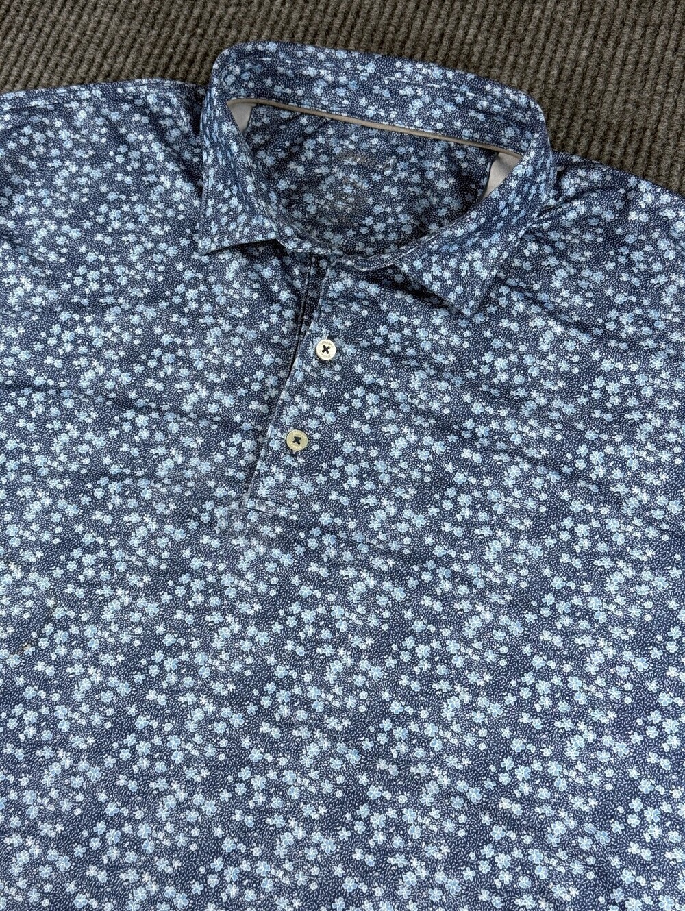 Johnnie-O Performance Golf Polo Mens XXL UPF 50 Blue Floral NAPLES VINEYARDS S/S